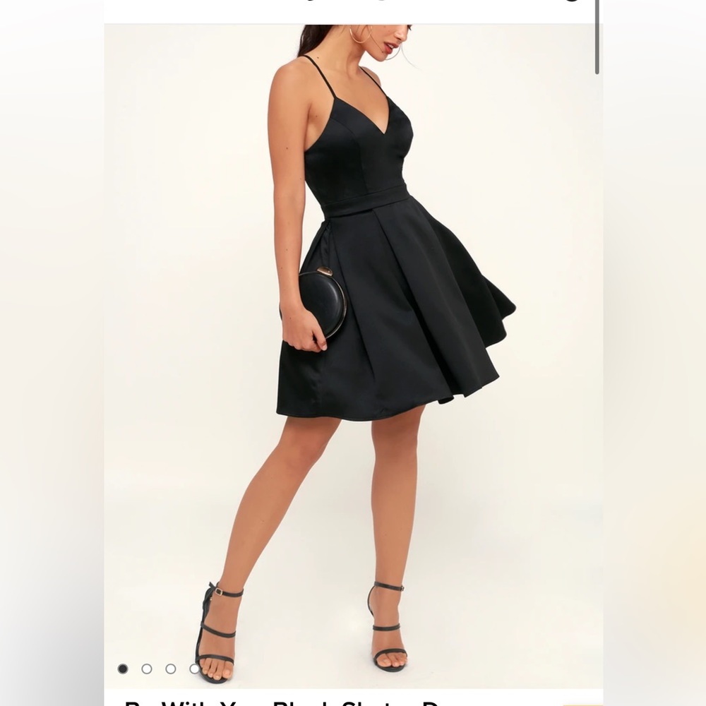 Black satin skater dress